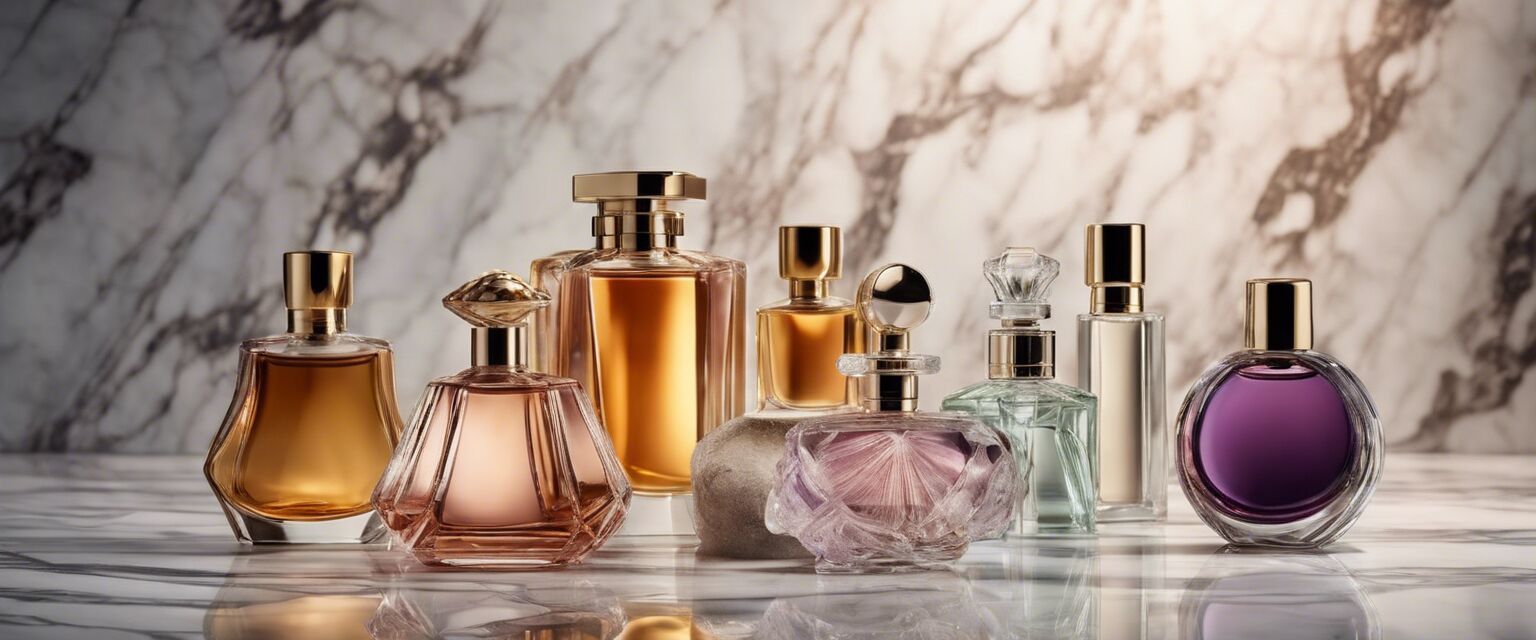 Colorful collection of perfume bottles